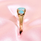 Antique 18ct Yellow Gold Five Across Graduated Opal Ring, Circa 1900.