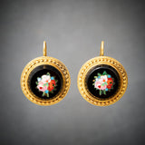 Victorian Etruscan Style 18ct Yellow Gold Micro Mosaic Earrings