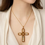Rare Georgian 15ct Yellow Gold Latin Cross set with Imperial Topaz, c.1820.