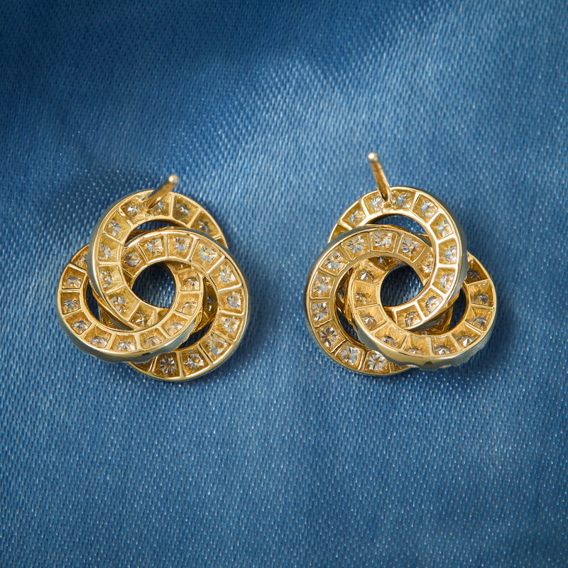 18ct Yellow Gold & Diamond Knot Earrings