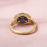 Victorian 18ct Yellow Gold Sapphire & Diamond Cluster Ring