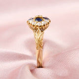Victorian 18ct Yellow Gold Sapphire & Diamond Cluster Ring