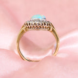 Victorian 18ct Yellow Gold & Silver Opal & Diamond Cluster Ring, Circa 1890.