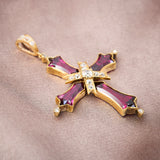 Victorian 18ct Yellow Gold Garnet & Diamond Latin Cross, Circa 1880.