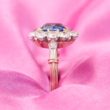 Edwardian 18ct Rose & White Gold Ceylon Sapphire & Diamond Cluster Ring.