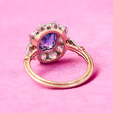 Edwardian 18ct Rose & White Gold Ceylon Sapphire & Diamond Cluster Ring.