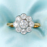 Platinum & 18ct Yellow Gold Diamond Cluster Ring