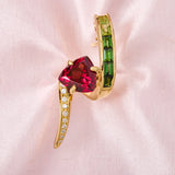 Modern 18ct Yellow Gold Architectural Multi Gem Earrings