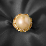 Contemporary 18ct Yellow Gold & Golden South Sea Pearl & Diamond Ring