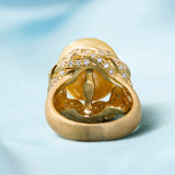 Contemporary 18ct Yellow Gold & Golden South Sea Pearl & Diamond Ring