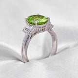 Contemporary Platinum Peridot & Diamond Ring
