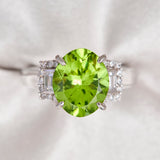 Contemporary Platinum Peridot & Diamond Ring
