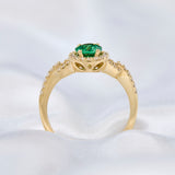 Modern 14ct Yellow Gold Tsavorite & Diamond Cluster Ring.