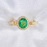 Modern 14ct Yellow Gold Tsavorite & Diamond Cluster Ring.