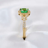 Modern 14ct Yellow Gold Tsavorite & Diamond Cluster Ring.