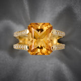 Contemporary 18ct Yellow Gold Citrine & Diamond Cocktail Ring