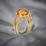 Contemporary 18ct Yellow Gold Citrine & Diamond Cocktail Ring