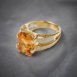 Contemporary 18ct Yellow Gold Citrine & Diamond Cocktail Ring