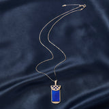 Modern 18ct Yellow Gold Lapis Lazuli & Diamond Geometric Pendant.