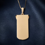 Modern 18ct Yellow Gold Lapis Lazuli & Diamond Geometric Pendant.
