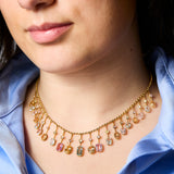 Late Victorian 15ct Yellow Gold Multi-Gem Fringe Necklace