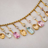 Late Victorian 15ct Yellow Gold Multi-Gem Fringe Necklace