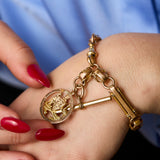 Antique 9ct Rose Gold T-Bar Fancy Link Bracelet with Medal by Willis of Melbourne.