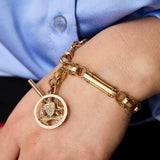 Antique 9ct Rose Gold T-Bar Fancy Link Bracelet with Medal by Willis of Melbourne.