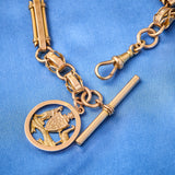 Antique 9ct Rose Gold T-Bar Fancy Link Bracelet with Medal by Willis of Melbourne.