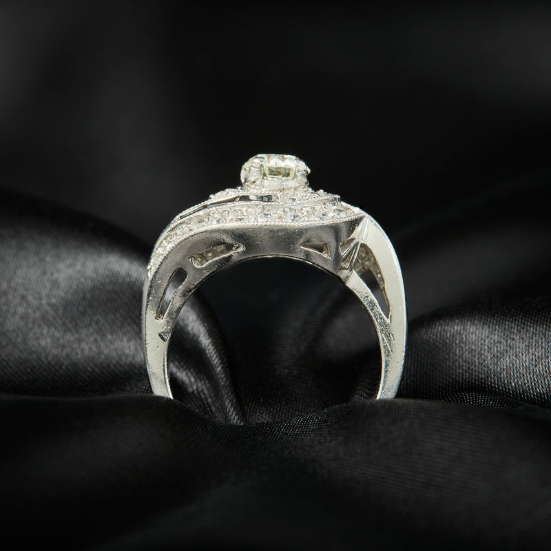 Art Deco Platinum Diamond & Onyx Ring