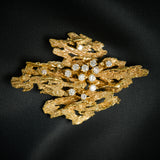 18ct Yellow Gold & Diamond Brutalist Style Brooch, Circa 1970