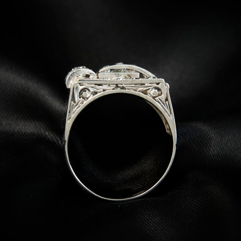 Vintage 18ct White Gold & Platinum Diamond Cocktail Ring