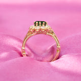 Antique 18ct Yellow Gold Tourmaline & Diamond Cluster Ring, Circa 1880
