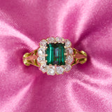 Antique 18ct Yellow Gold Tourmaline & Diamond Cluster Ring, Circa 1880