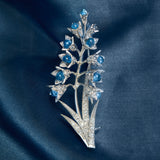 Vintage Platinum Diamond & Aquamarine Brooch