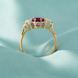 18ct Yellow & White Gold Vintage Ruby & Diamond Ring