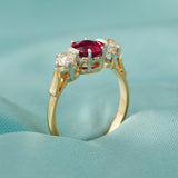 18ct Yellow & White Gold Vintage Ruby & Diamond Ring