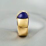 Fabulous 1980's Gold Diamond and Lapis Lazuli Cocktail Ring