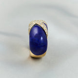 Fabulous 1980's Gold Diamond and Lapis Lazuli Cocktail Ring
