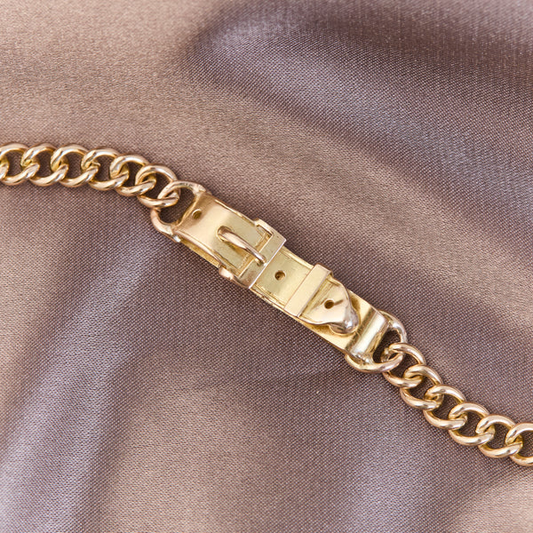 Antique 15ct Yellow Gold Curb Link Bracelet with Buckle