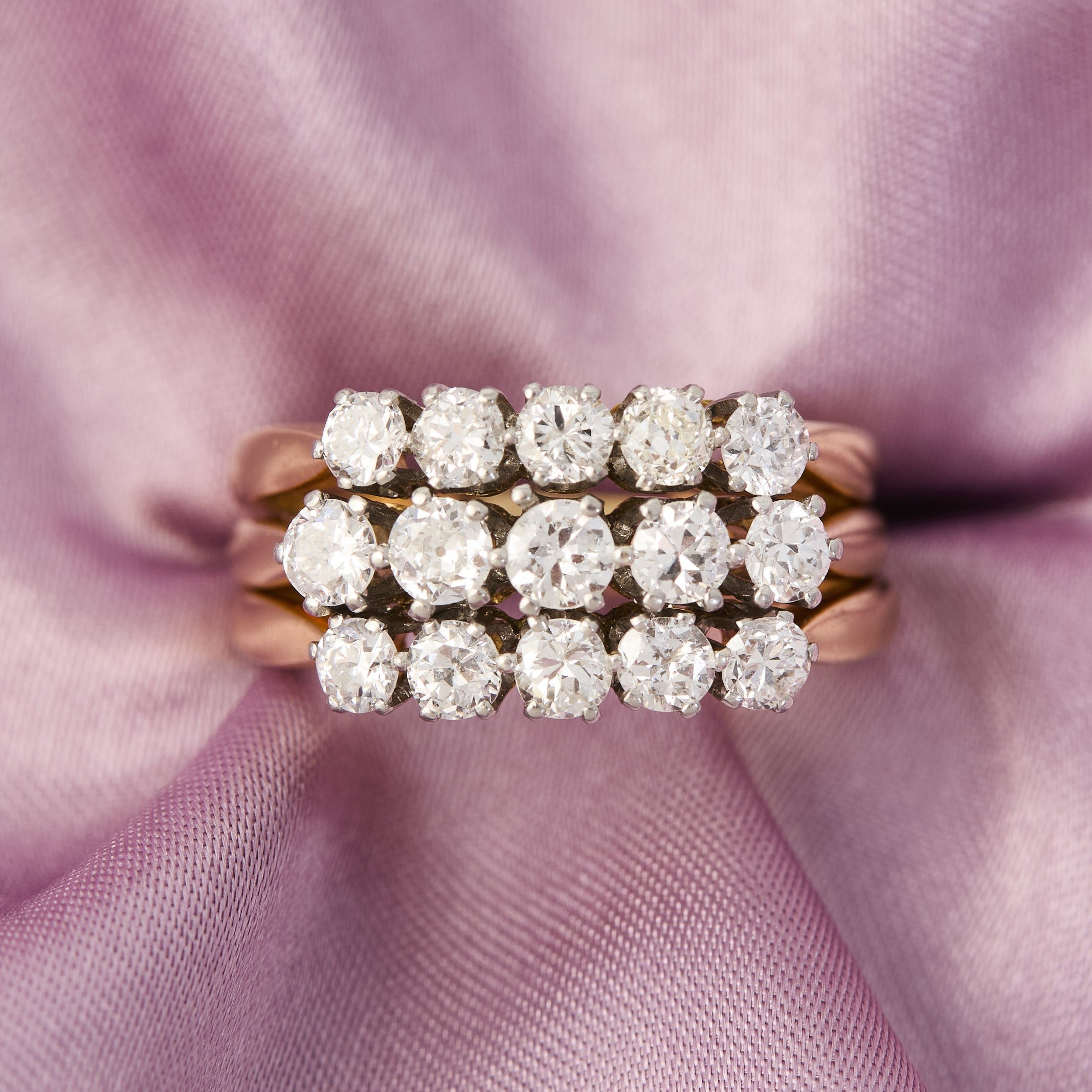 Antique French Triple Row Diamond Ring – frenchjewelbox