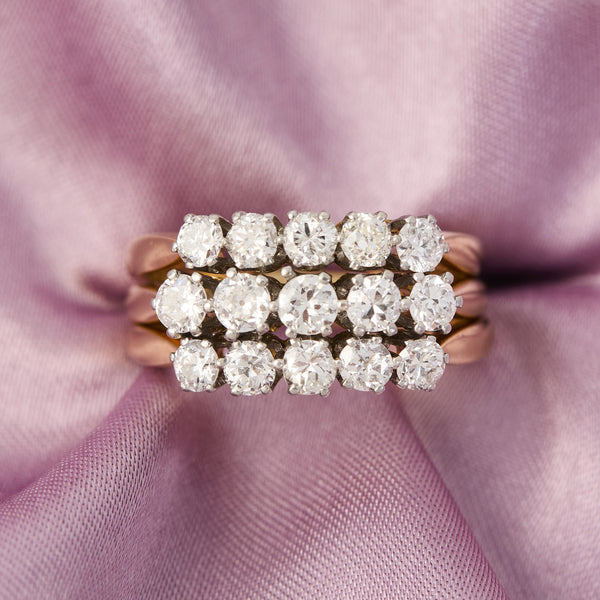 Antique French Triple Row Diamond Ring