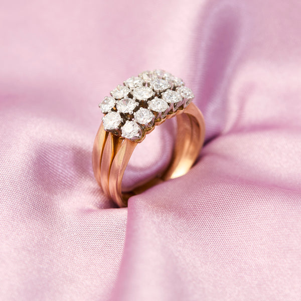 Antique French Triple Row Diamond Ring