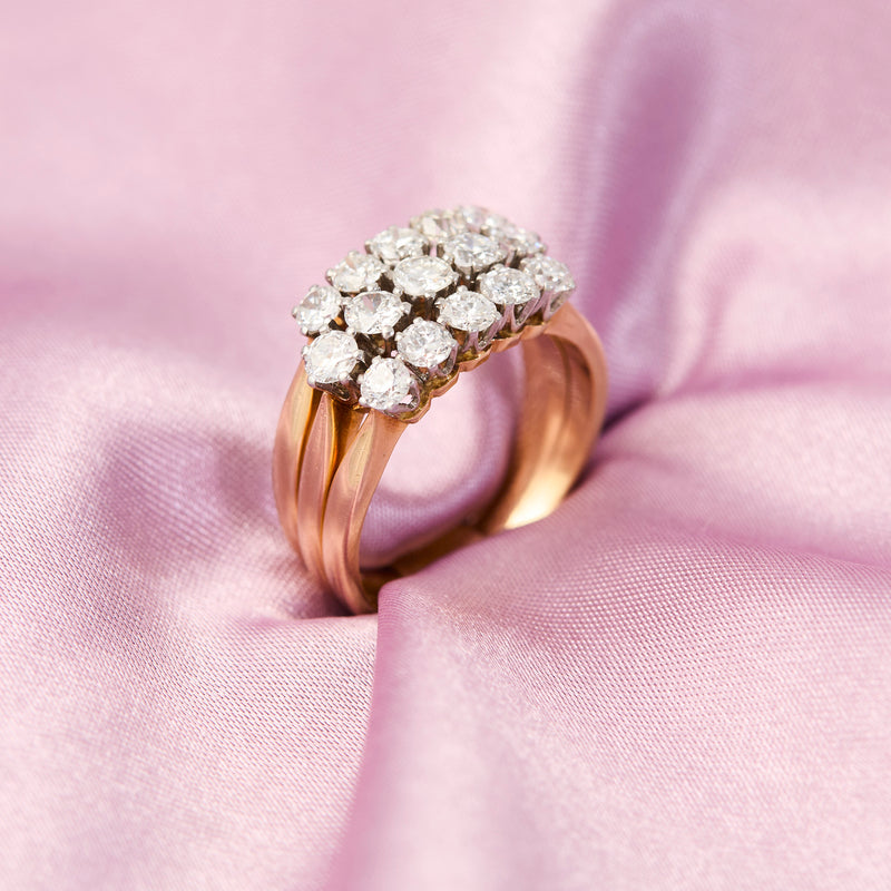 Antique French Triple Row Diamond Ring