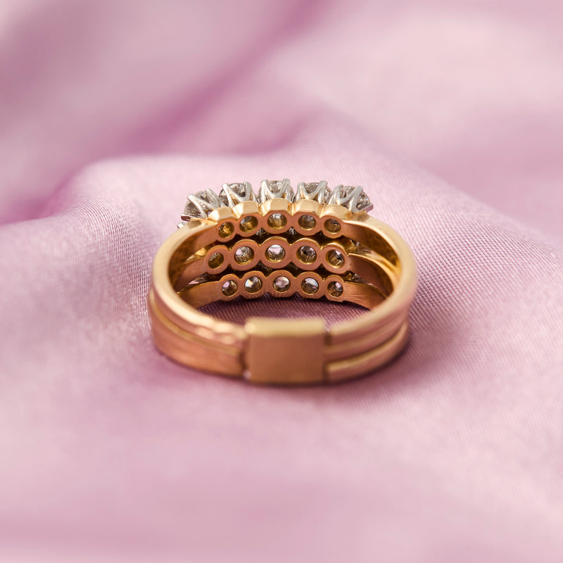 Antique French Triple Row Diamond Ring
