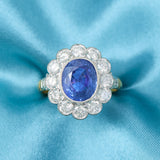 18ct Yellow & White Gold Sapphire & Diamond Cluster Ring