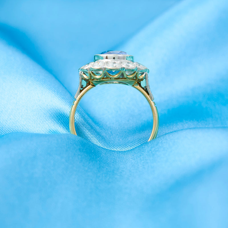 18ct Yellow & White Gold Sapphire & Diamond Cluster Ring