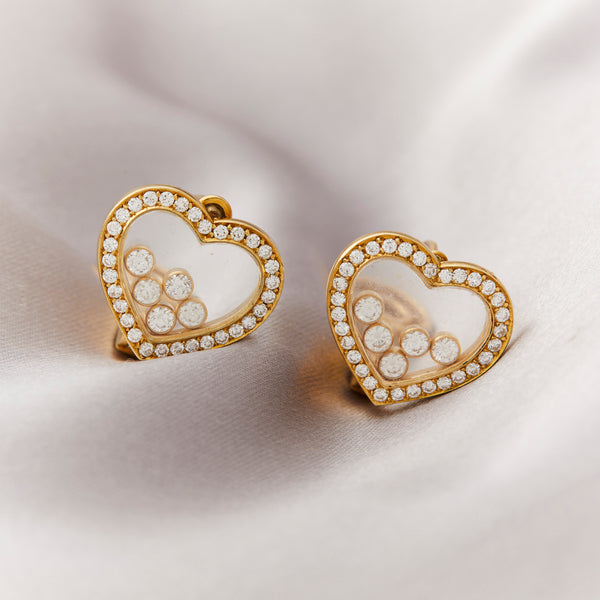 Vintage Signed Chopard Happy Diamond Earrings