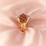 Vintage 1960's Ruby and Diamond Cocktail Ring