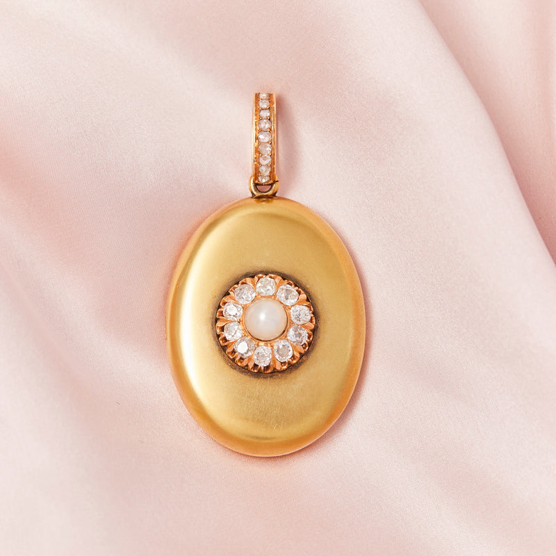 Pear Locket Victorian Diamond and Pearl Locket – frenchjewelbox